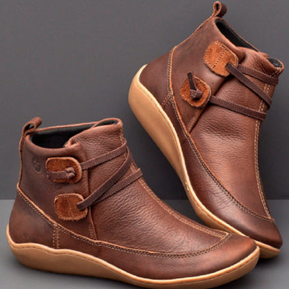 Patchwork Round Leather Shoes