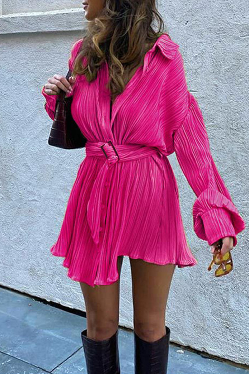 Print Frenulum V Neck One Step Skirt Dresses