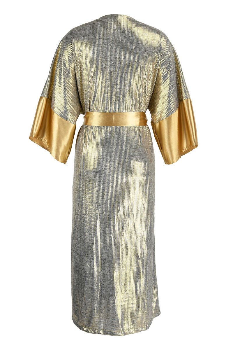 Patchwork Sequins V Neck Waist Skirt Dresses(3 Colors)