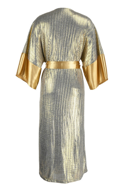 Patchwork Sequins V Neck Waist Skirt Dresses(3 Colors)