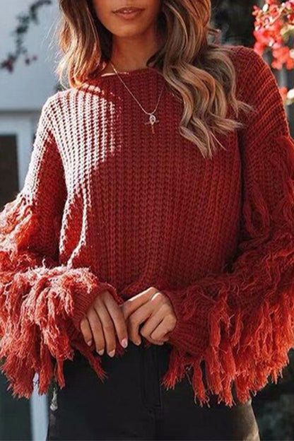 Tassel O Neck Sweaters(4 Colors)