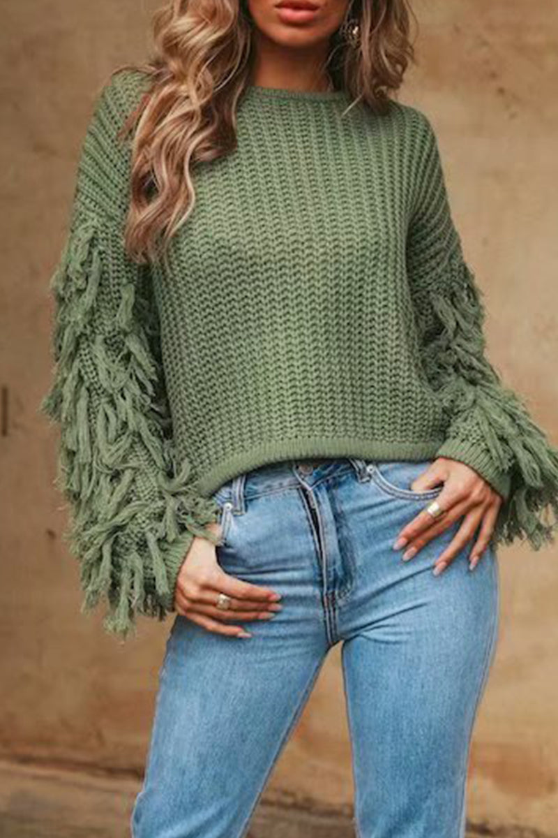 Tassel O Neck Sweaters(4 Colors)