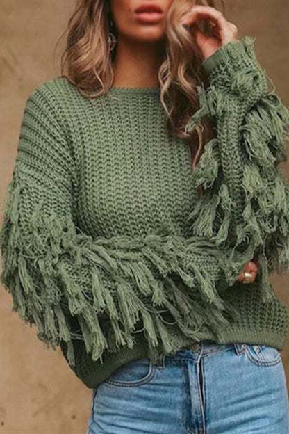 Tassel O Neck Sweaters(4 Colors)