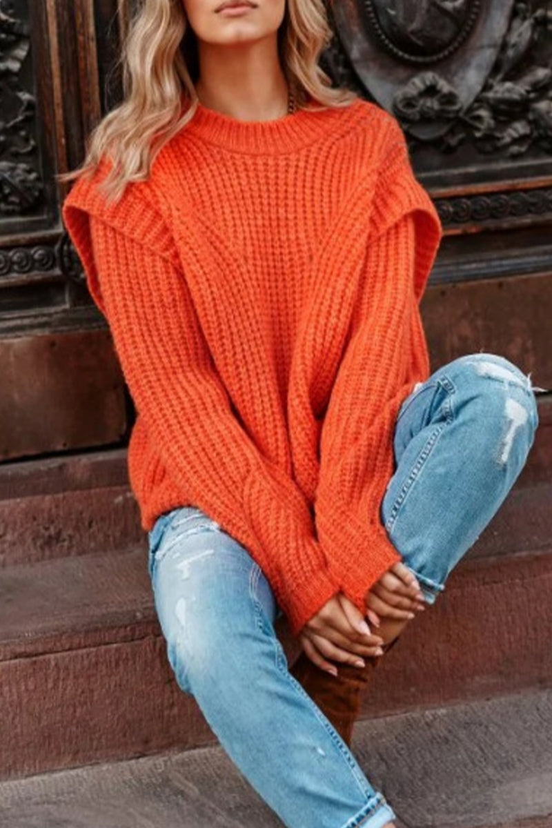 Sweet Patchwork O Neck Sweaters(3 Colors)