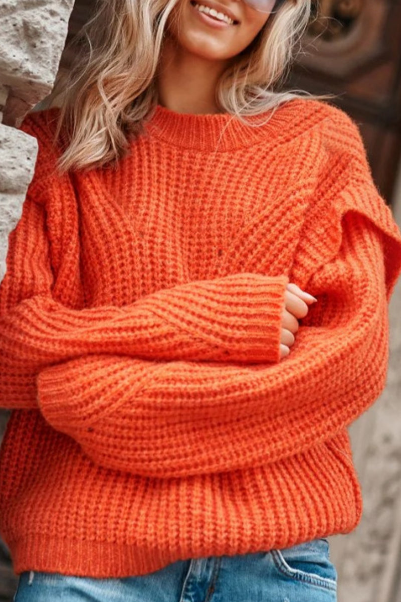 Sweet Patchwork O Neck Sweaters(3 Colors)
