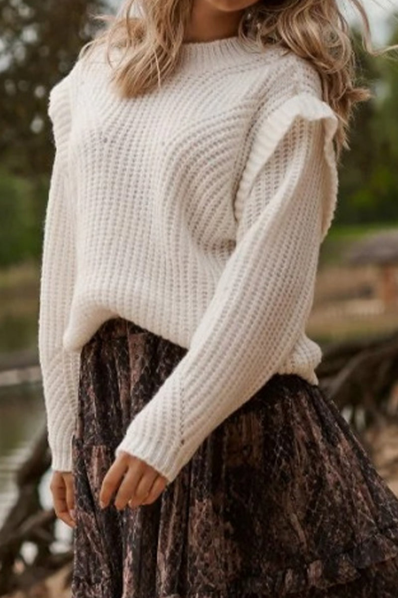 Sweet Patchwork O Neck Sweaters(3 Colors)