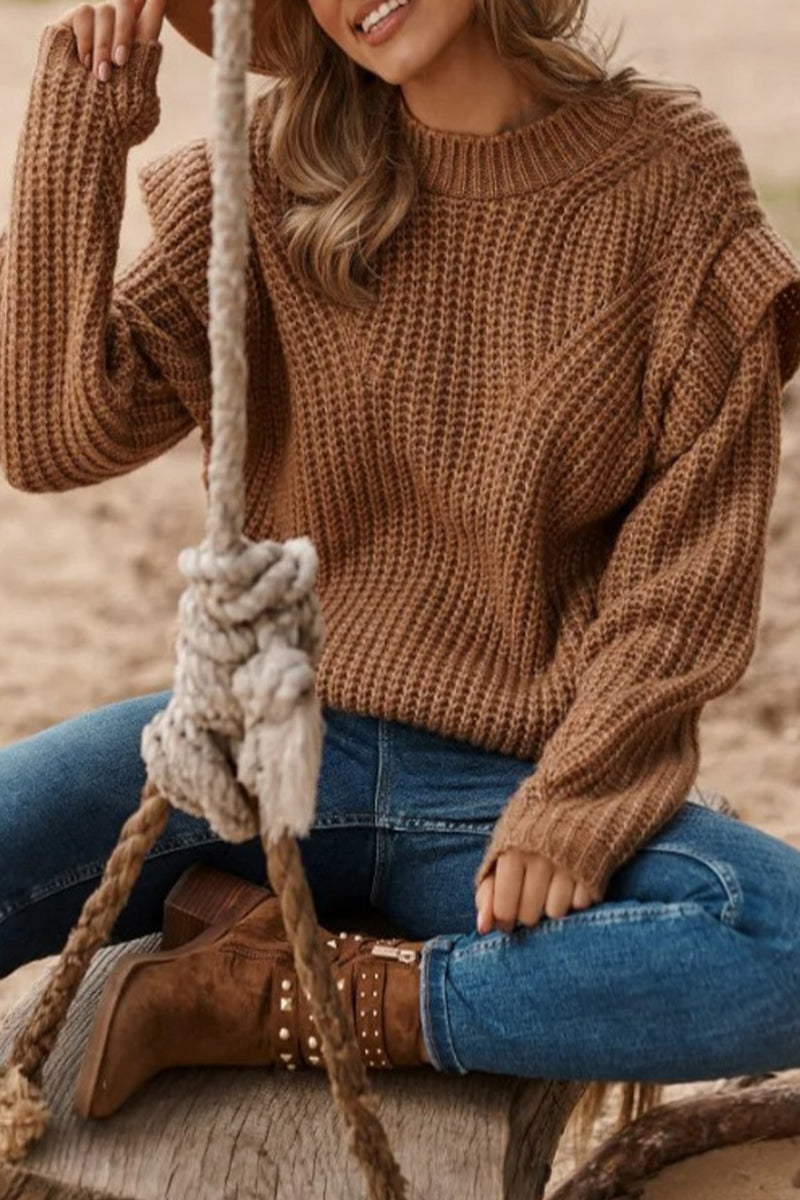 Sweet Patchwork O Neck Sweaters(3 Colors)