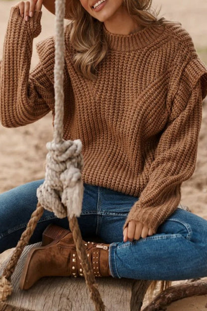Sweet Patchwork O Neck Sweaters(3 Colors)