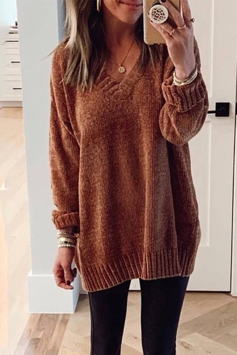 Color V Neck Sweaters(5 Colors)