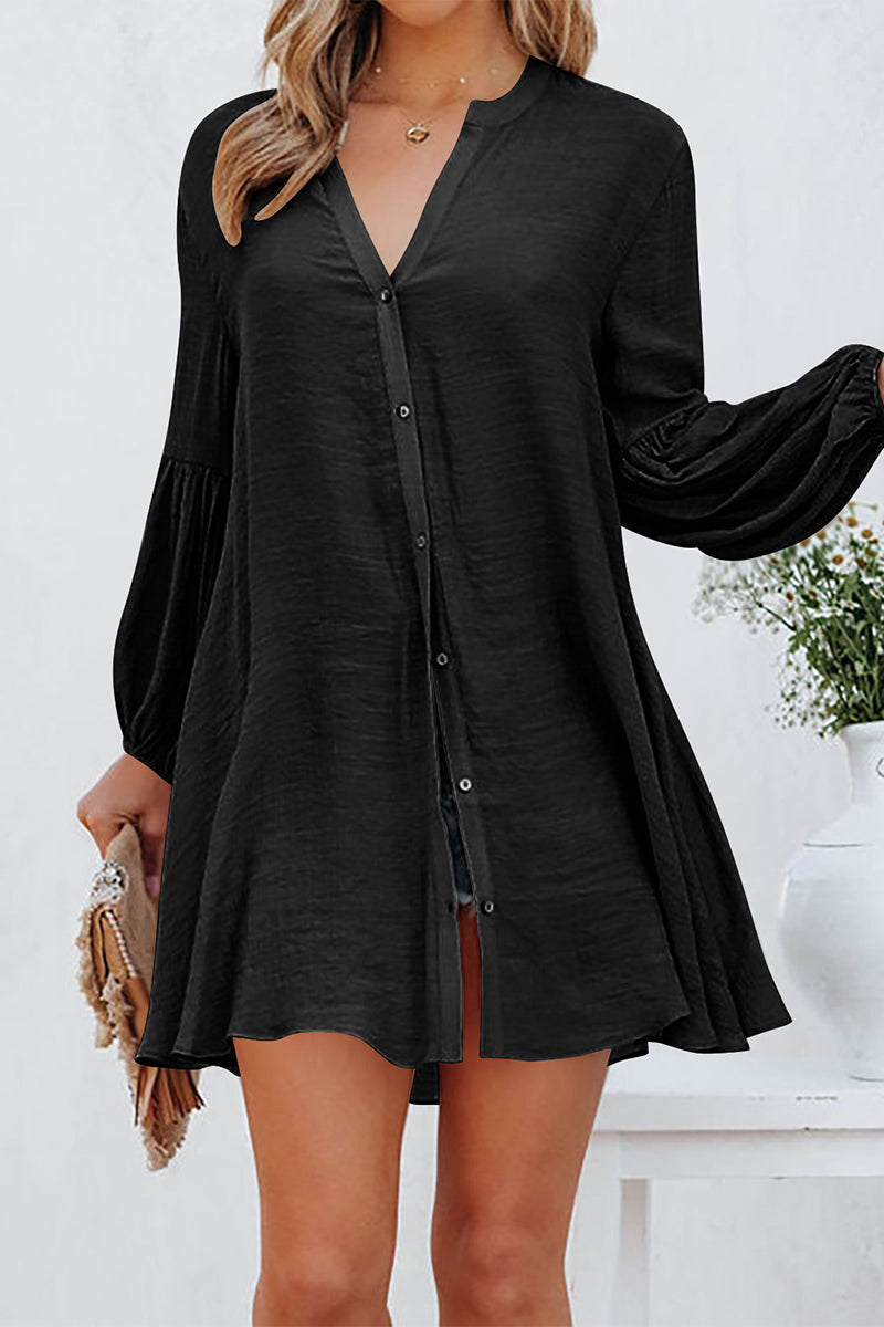 Buttons V Neck T-shirts