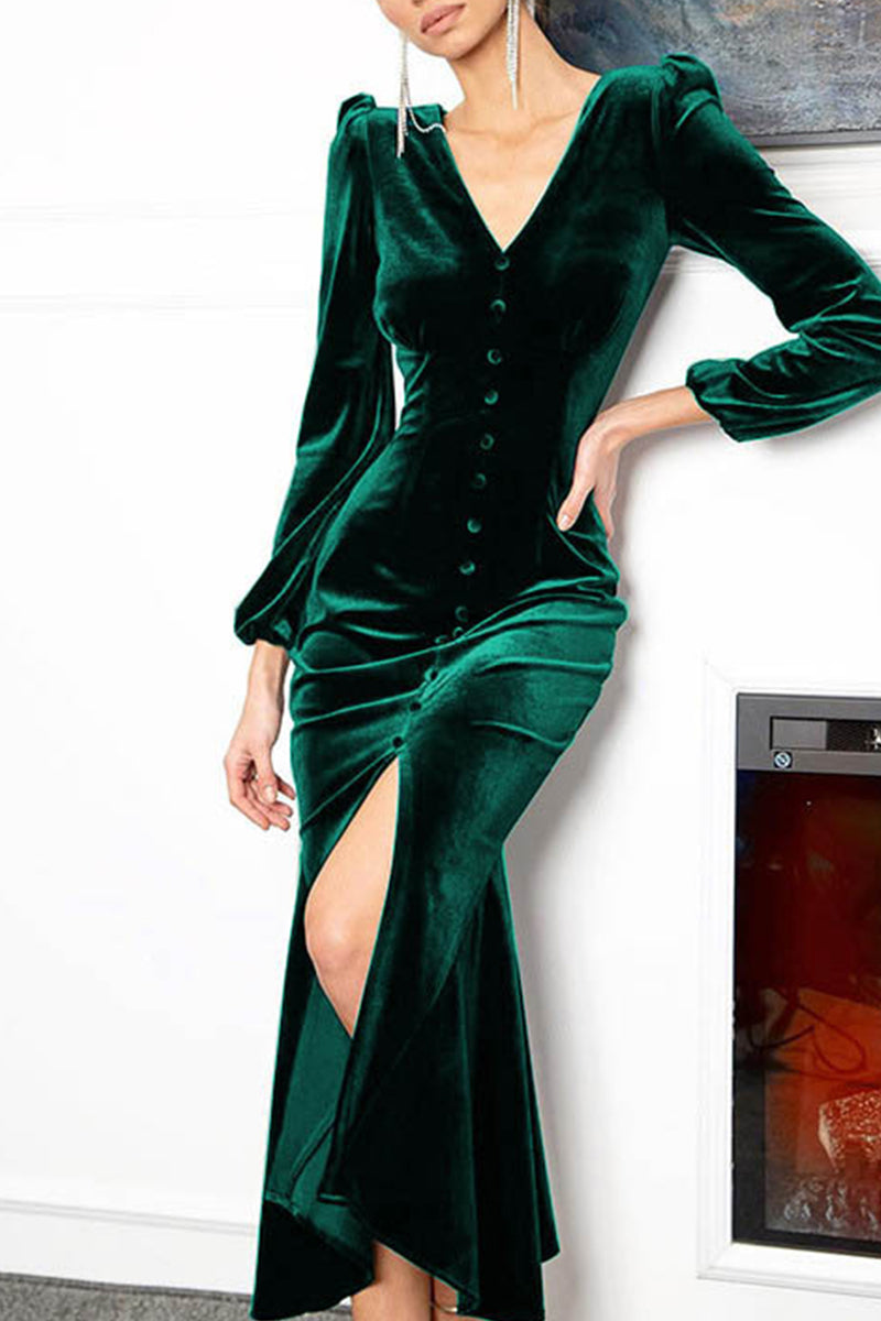 College V Neck Wrapped Skirt Dresses(8 Colors)