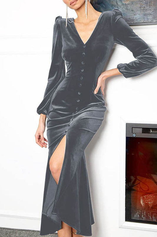 College V Neck Wrapped Skirt Dresses(8 Colors)