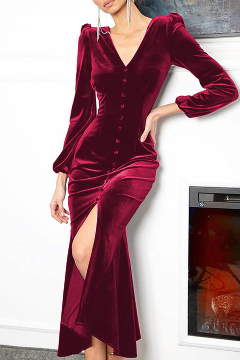 College V Neck Wrapped Skirt Dresses(8 Colors)