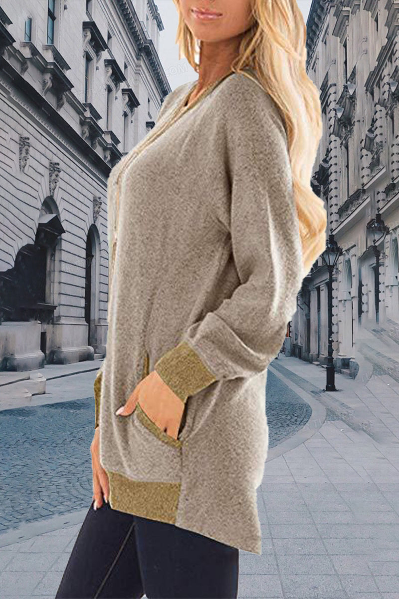 Contrast O Neck Hoodies(11 Colors)