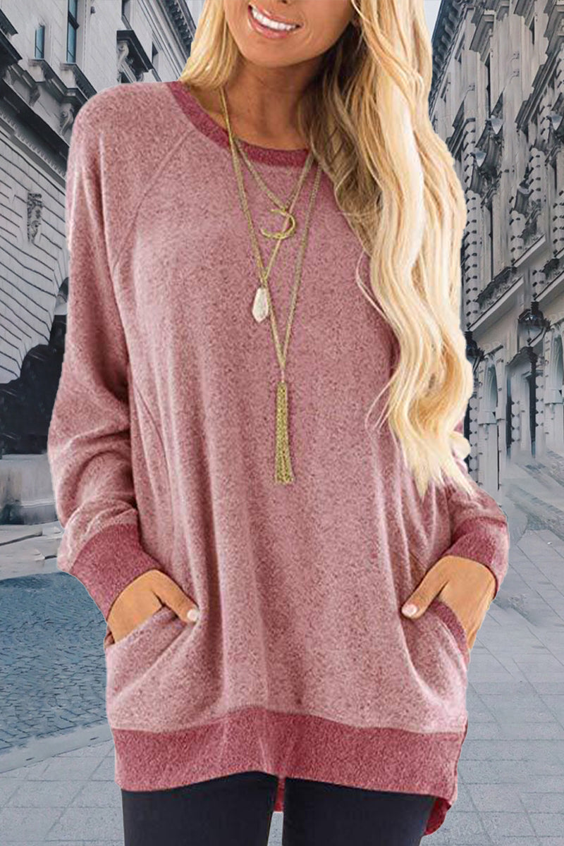 Contrast O Neck Hoodies(11 Colors)