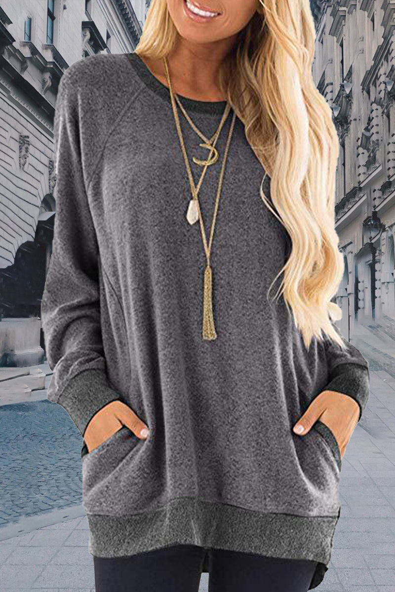 Contrast O Neck Hoodies(11 Colors)