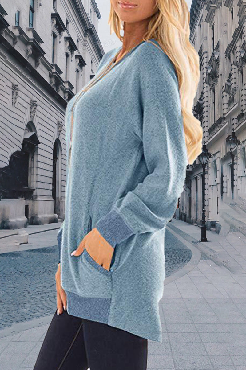 Contrast O Neck Hoodies(11 Colors)