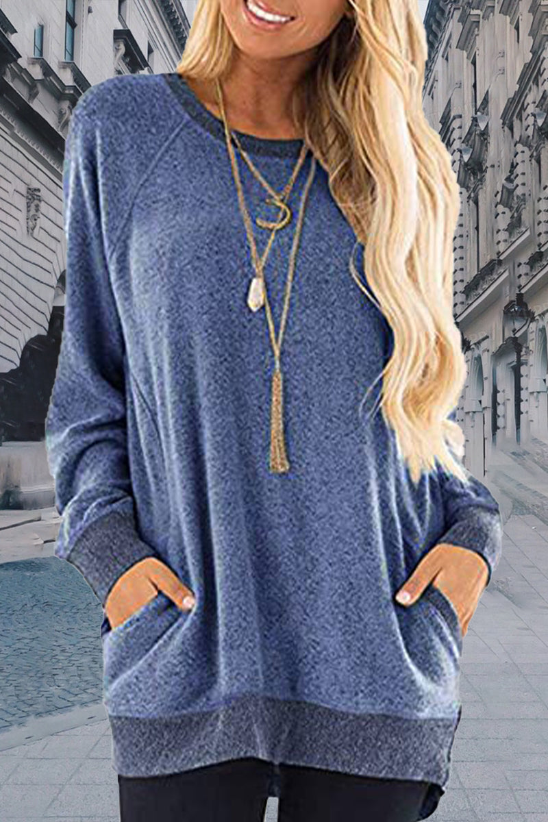 Contrast O Neck Hoodies(11 Colors)