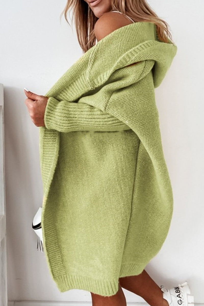 Street Asymmetrical Color Hooded Collar Cardigans(15 Colors)