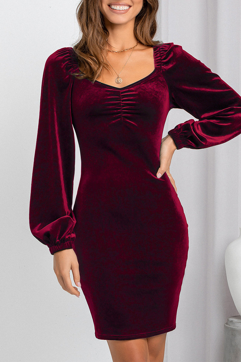 Color V Neck One Step Skirt Dresses
