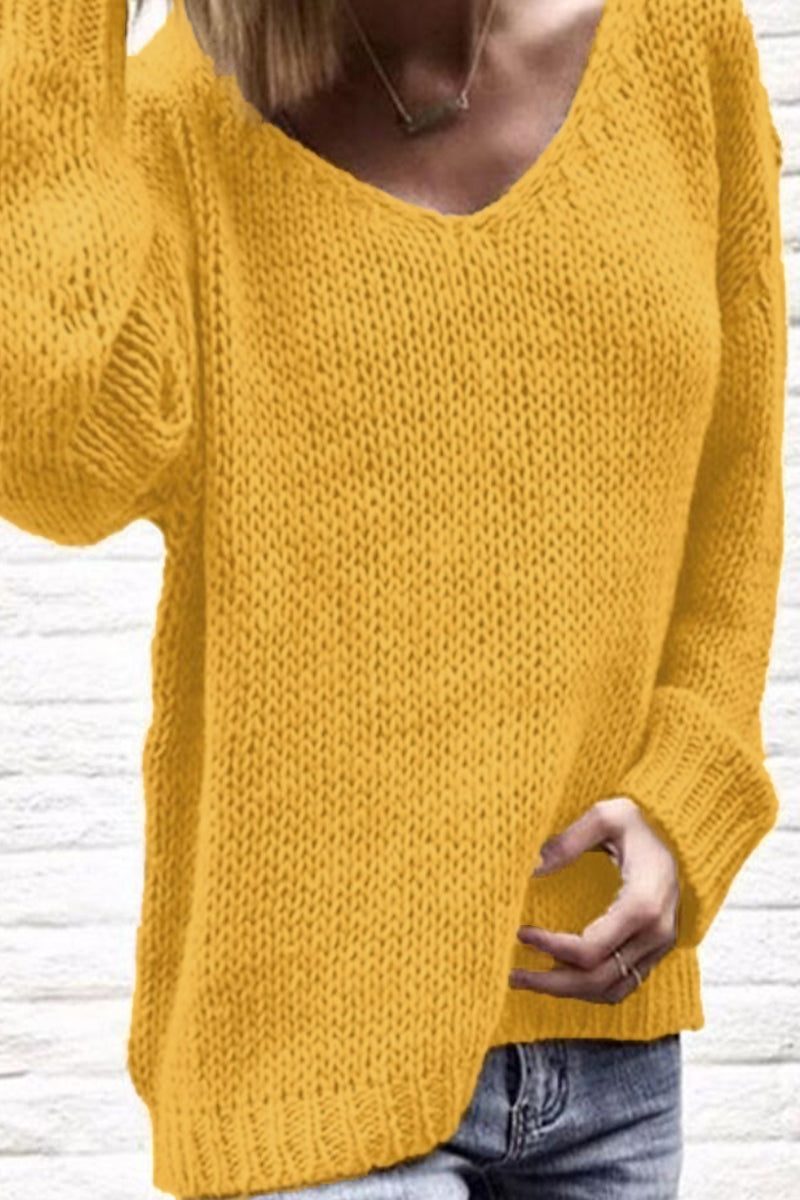 Color V Neck Sweaters(6 Colors)