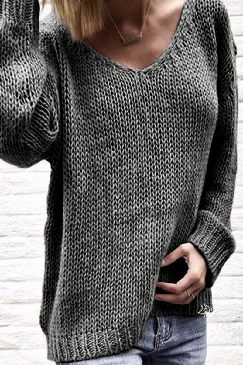 Color V Neck Sweaters(6 Colors)