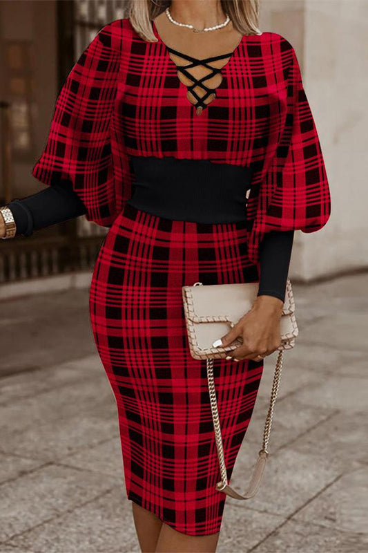 Print Bandage V Neck Wrapped Skirt Dresses