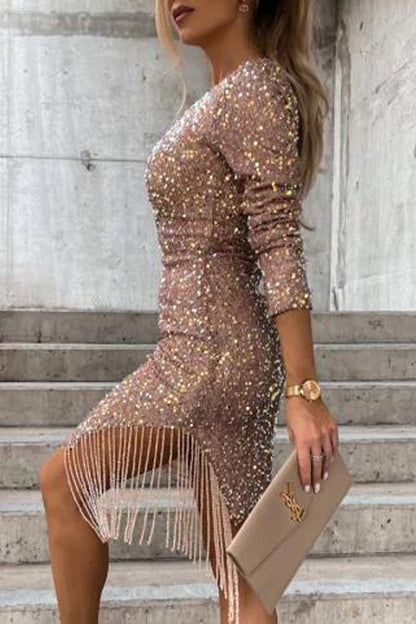 Tassel V Neck One Step Skirt Dresses(3 Colors)