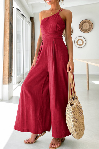 Patchwork Off the Shoulder Straight Jumpsuits(6 Colors)