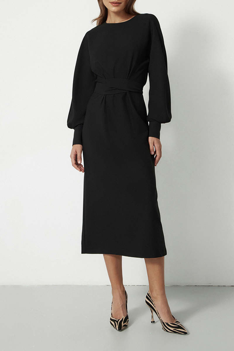 Street Patchwork O Neck Waist Skirt Dresses