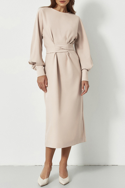 Street Patchwork O Neck Waist Skirt Dresses