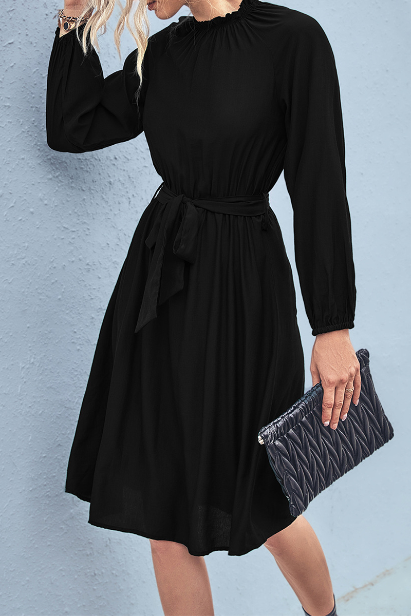 Daily Patchwork Half a Turtleneck Waist Skirt Dresses