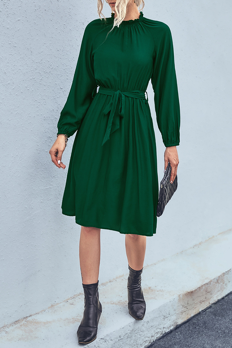 Daily Patchwork Half a Turtleneck Waist Skirt Dresses