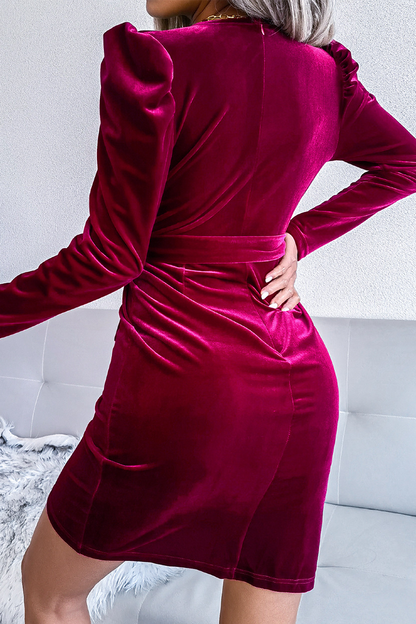 Street Bandage V Neck Waist Skirt Dresses(3 Colors)