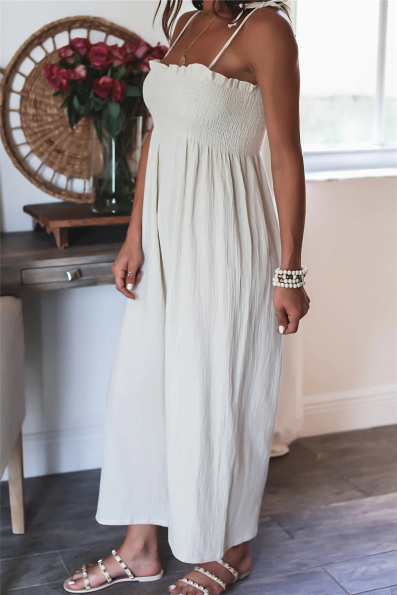 Frenulum Color Spaghetti Strap Loose Jumpsuits