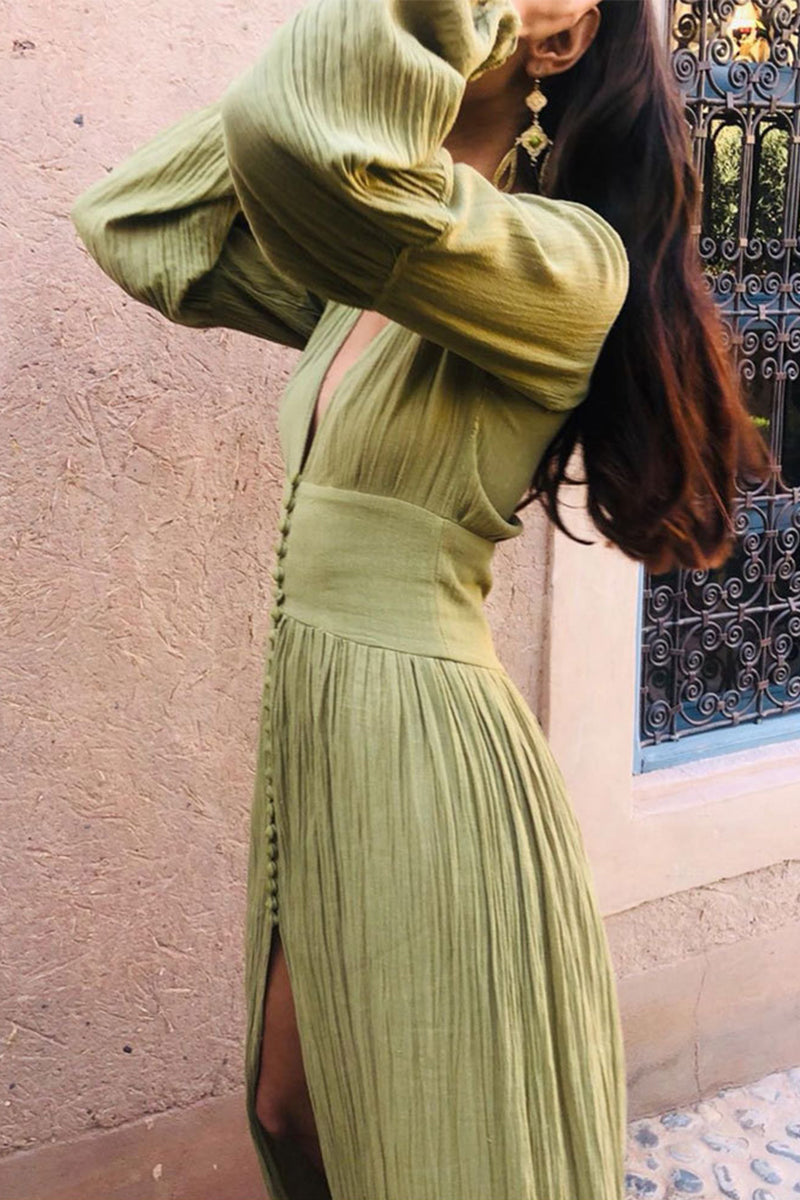 Buckle Fold V Neck Pencil Skirt Dresses