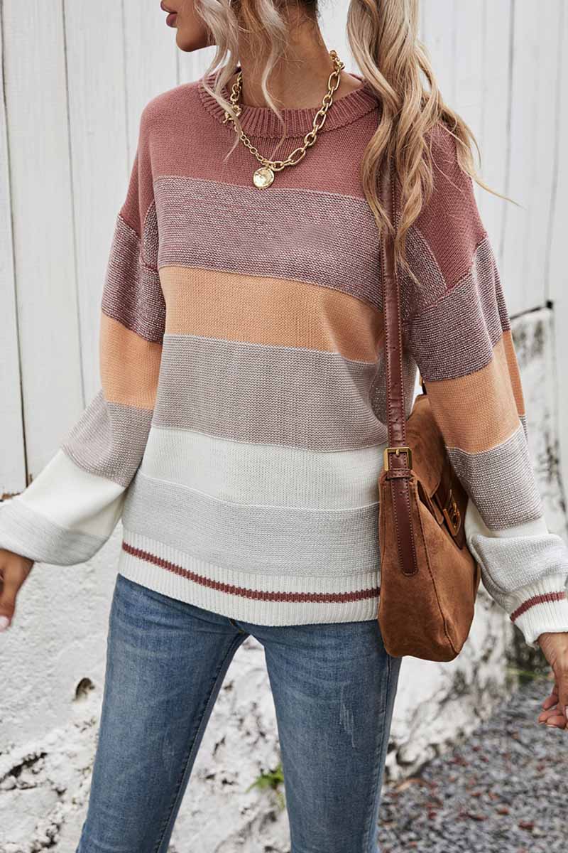 Striped Pullovers O Neck Sweaters