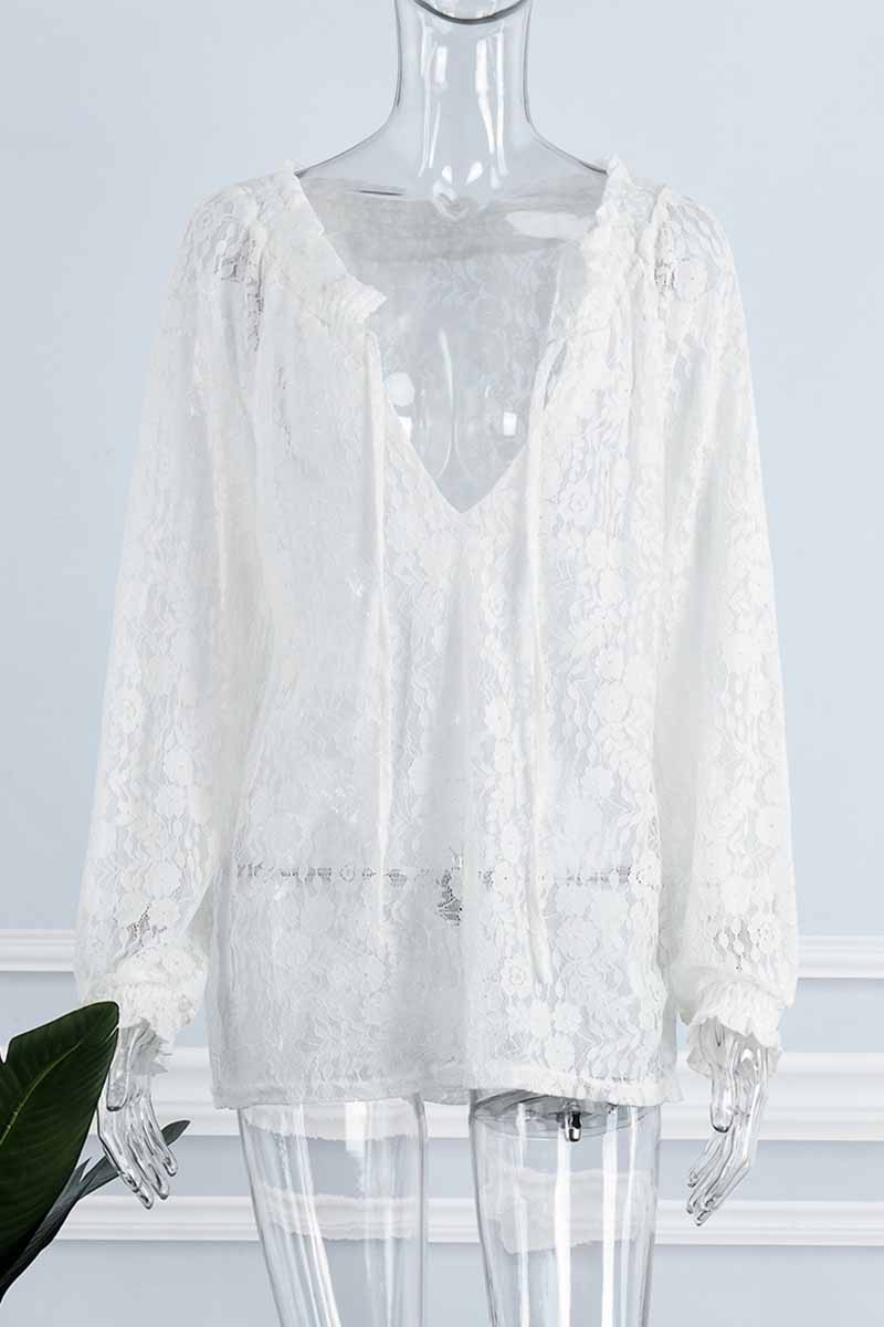 Patchwork V Neck Blouses(4 Colors)