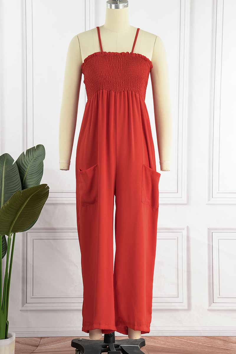 Living Pocket Spaghetti Strap Loose Jumpsuits(5 Colors)
