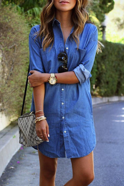 Street Simplicity Patchwork Turndown Collar Blouses