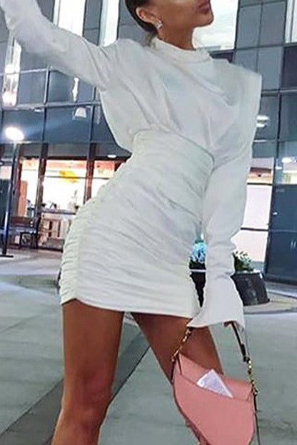 Fold Half a Turtleneck Waist Skirt Dresses(4 Colors)