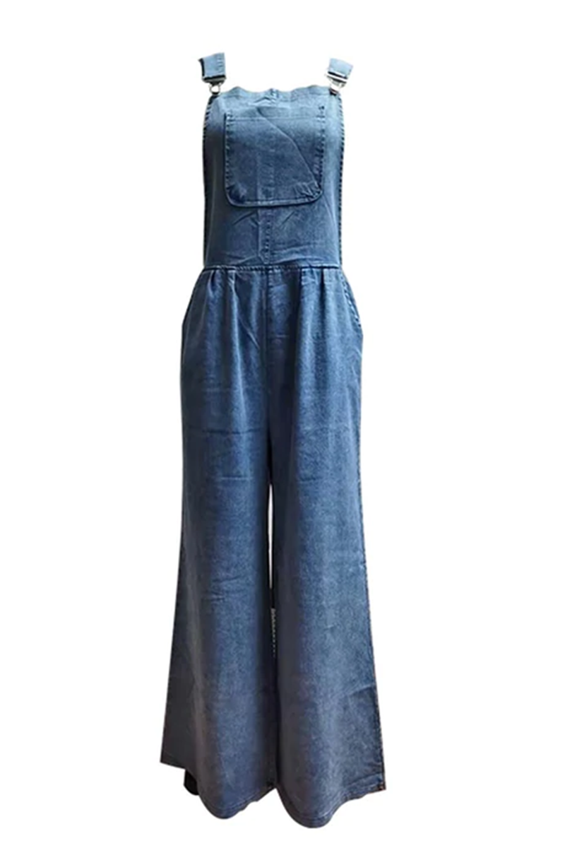 Pocket Spaghetti Strap Loose Jumpsuits(4 Colors)