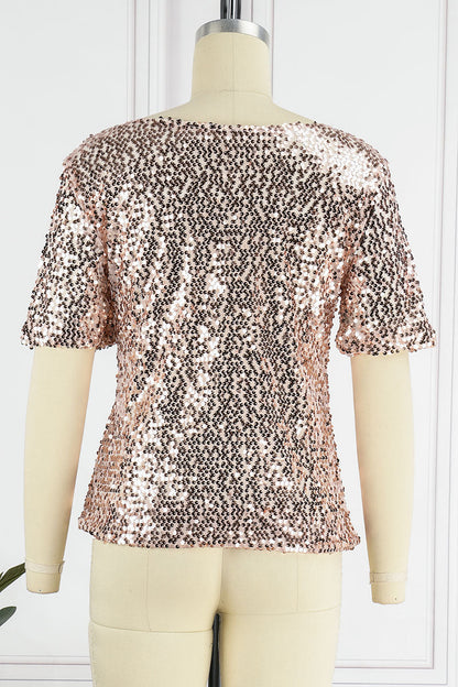 Street Sequins O Neck T-shirts