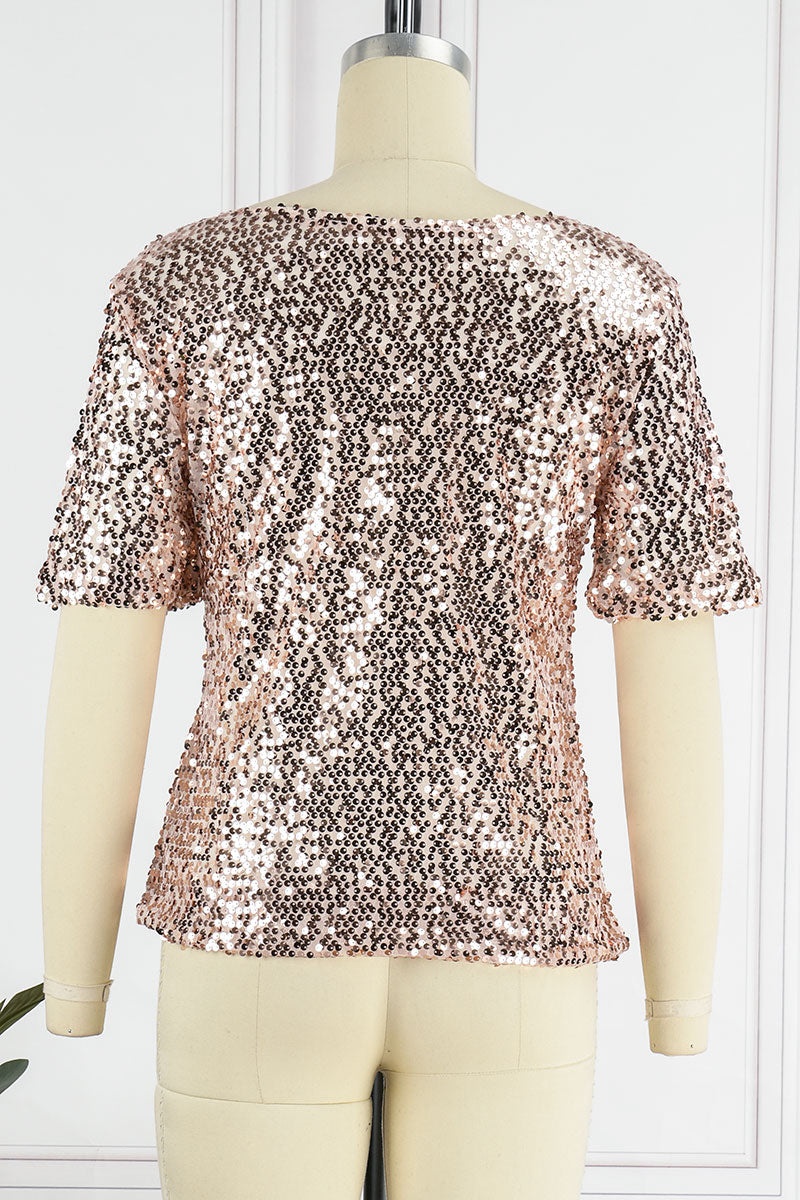 Street Sequins O Neck T-shirts