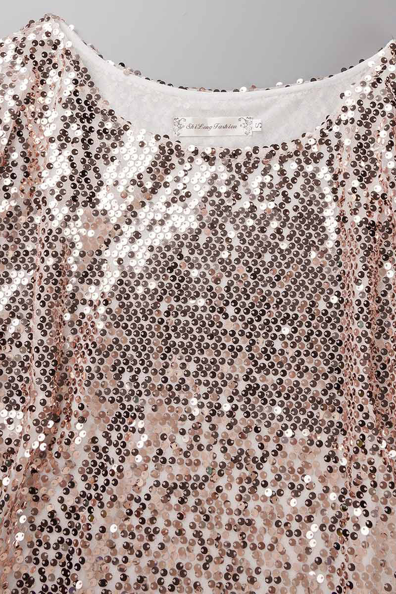 Street Sequins O Neck T-shirts