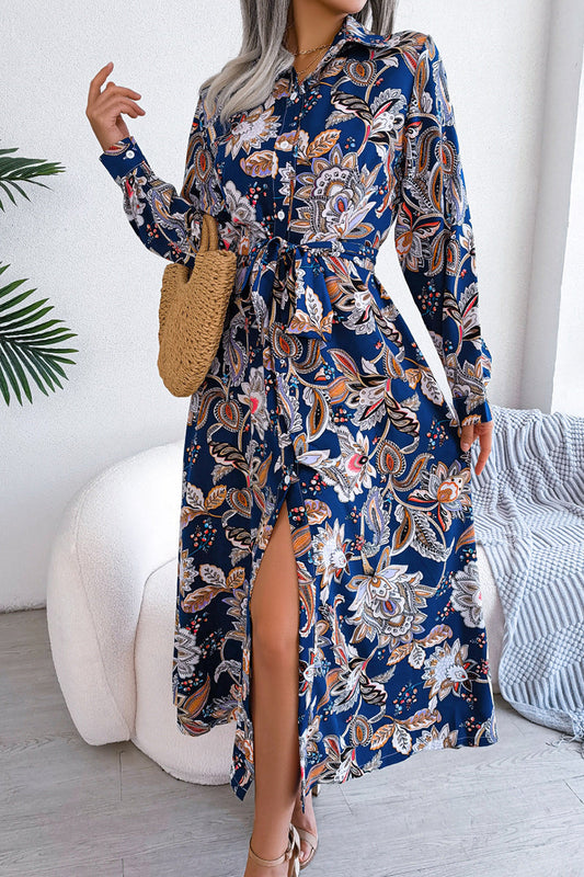 Frenulum Buckle Turndown Collar One Step Skirt Dresses(3 Colors)