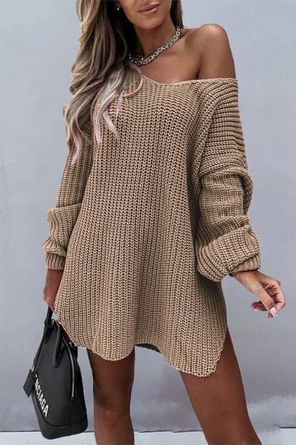 Slit V Neck Sweaters(7 Colors)