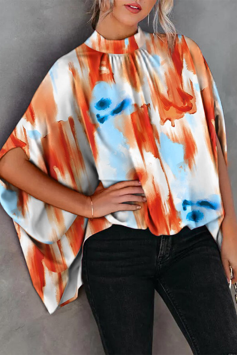 Print Printing O Neck Blouses(10 Colors)