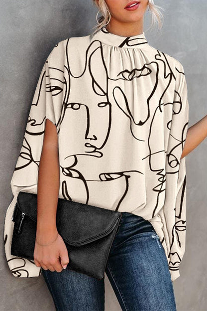 Print Printing O Neck Blouses(10 Colors)