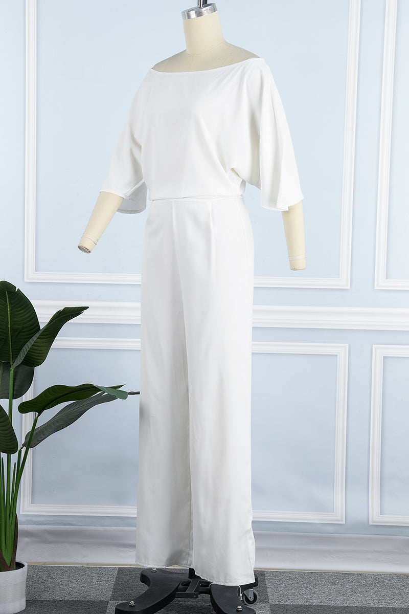 Patchwork One Shoulder Straight Jumpsuits